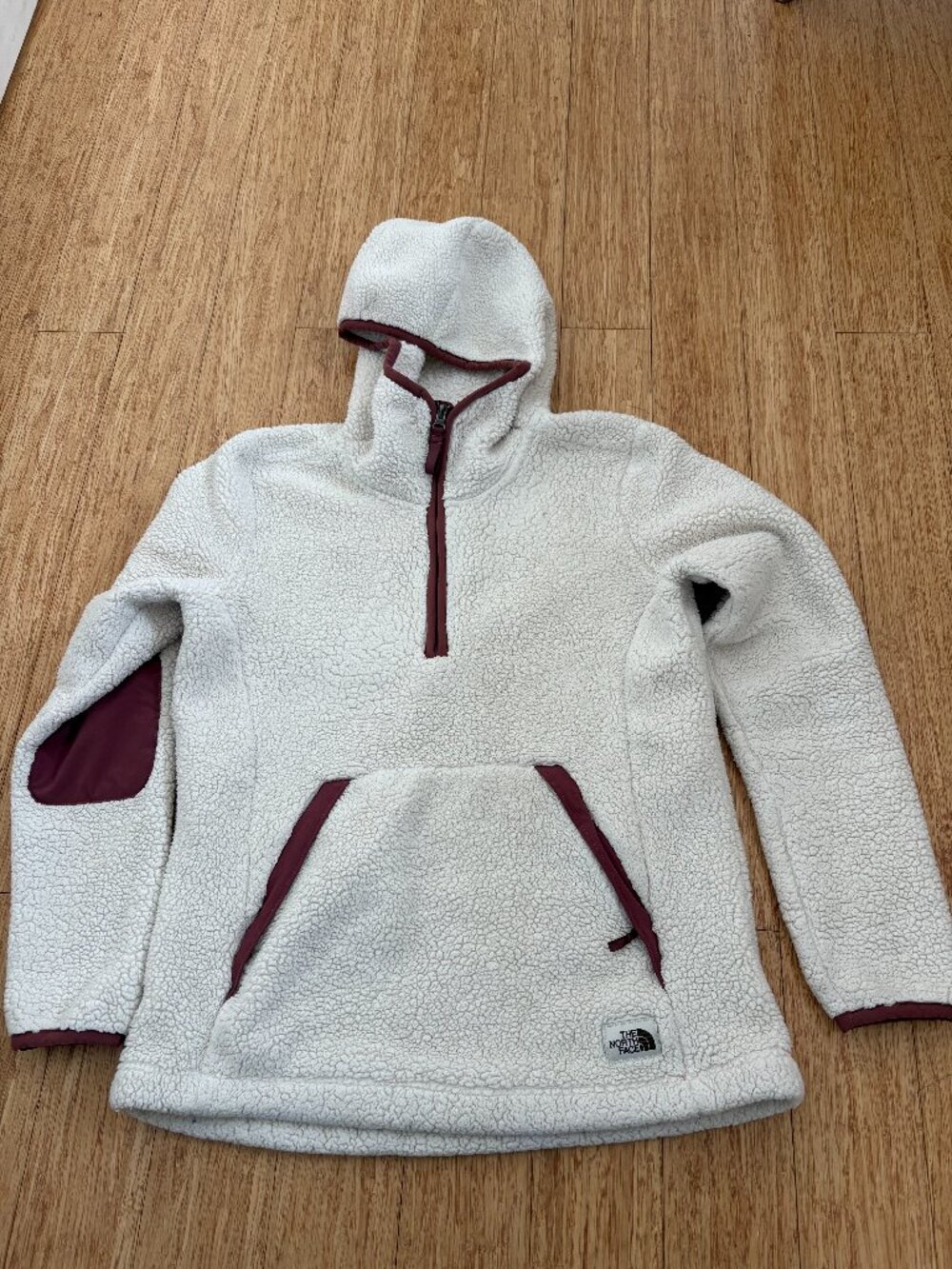 The North Face Campshire Hoodie Women's Small Cream Sherpa Fleece Zip Pullover